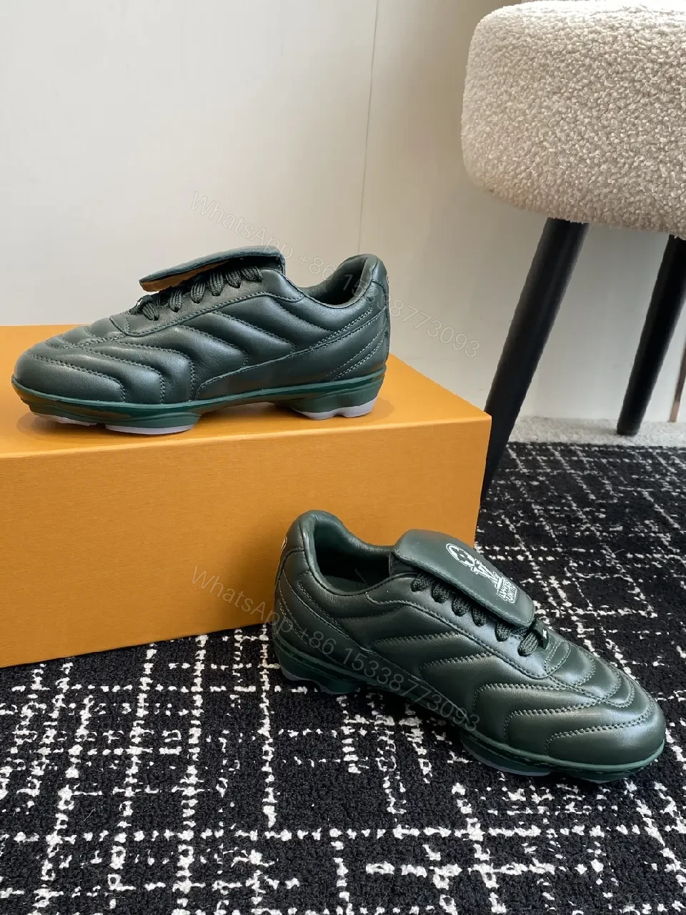 View 4 of Forest Green Quilted Leather Sneakers — Subtle Luxe, City-Ready Comfort
