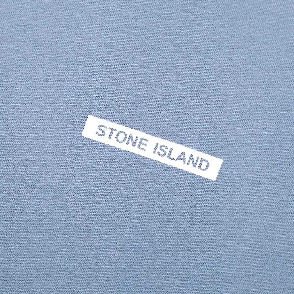 View 8 of Light Blue Cotton Tee, Casual, Stone Island Tag Shirt