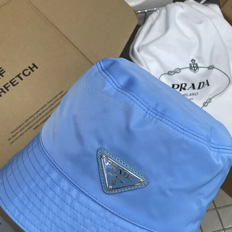 View 3 of Blue Prada Bucket Hat: Luxe Nylon, Sun-Protection, Packable