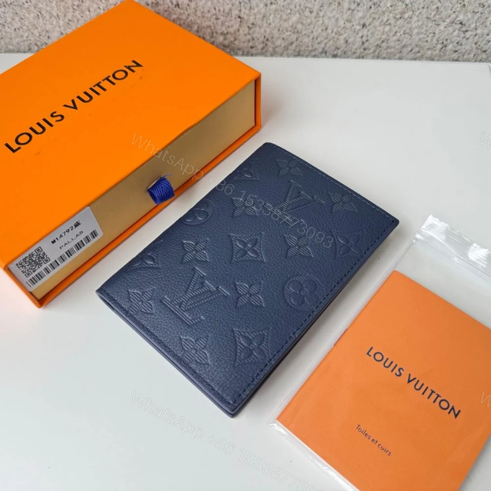 View 3 of Louis Vuitton Passport Cover Monogram Shadow Navy Blue 14Cm M14792