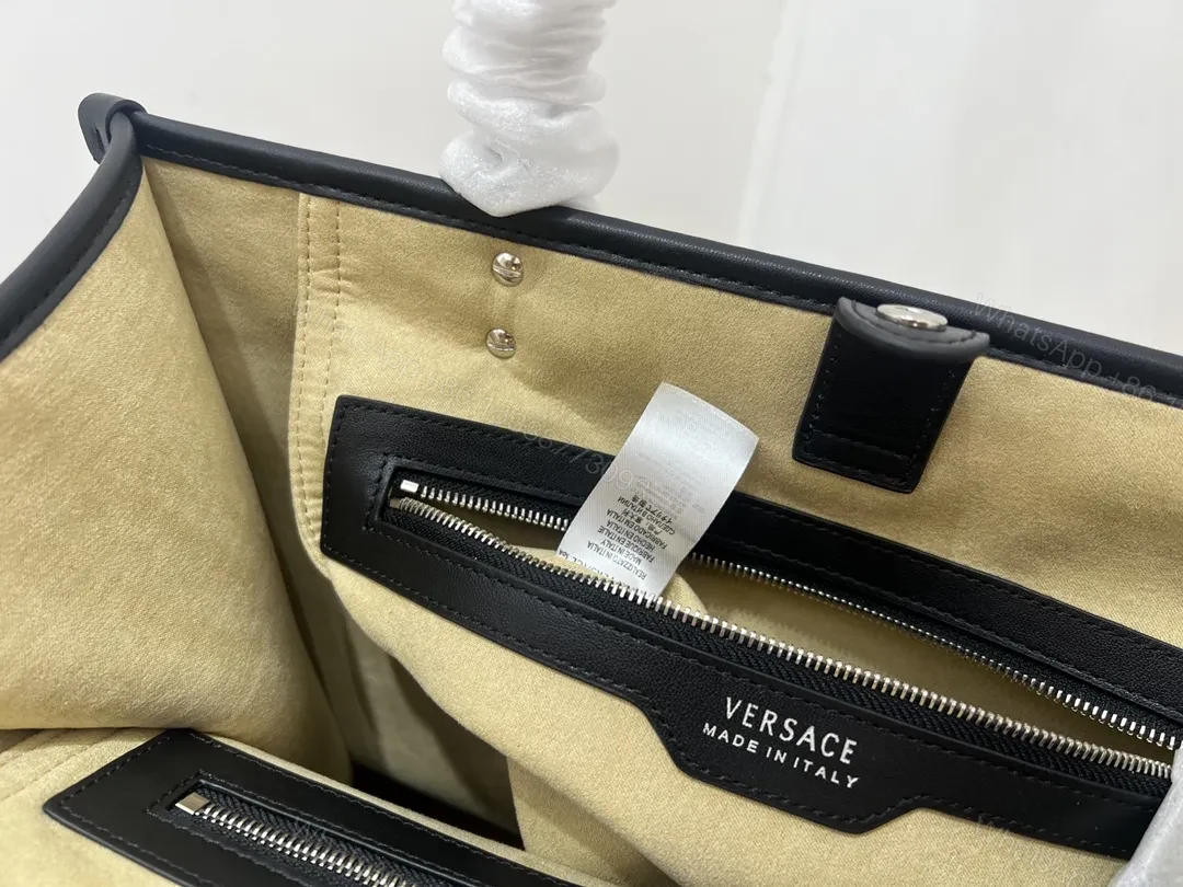 View 6 of Raffia Tote with Studded Logo Leather Trim Tote