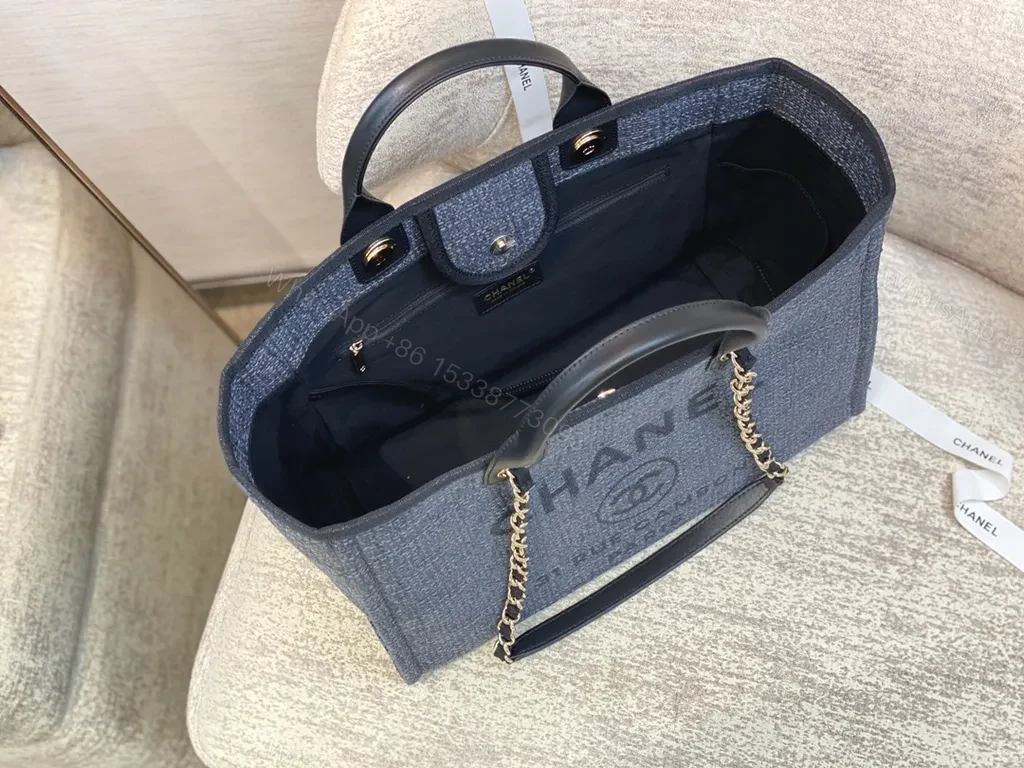 View 9 of Chanel-Inspired Denim Tote: Luxe Everyday Carry Bag