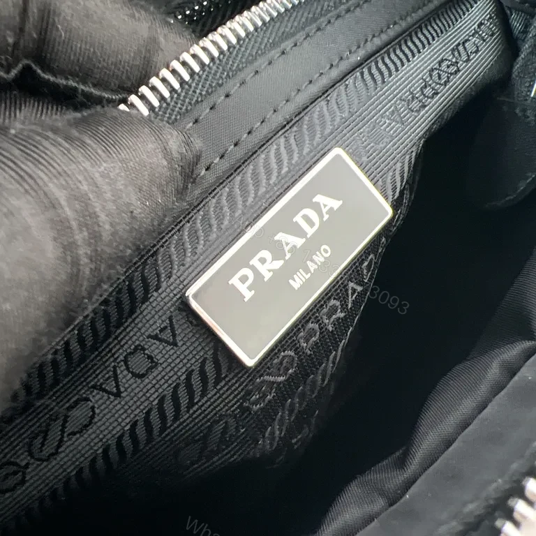 View 3 of Compact Quilted Messenger Bag â€” Dark Matte Black Prada Accent