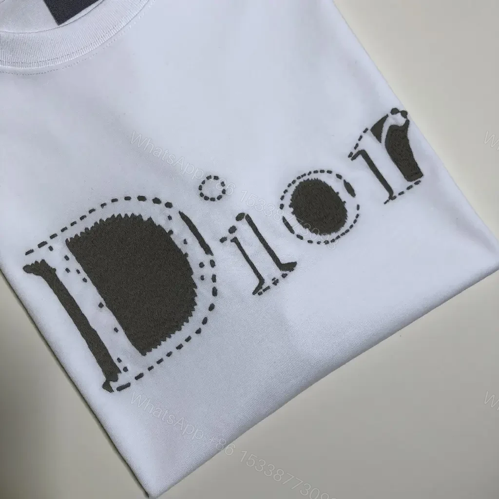 View 4 of White Cotton Casual Dior-style Logo Print T-Shirt