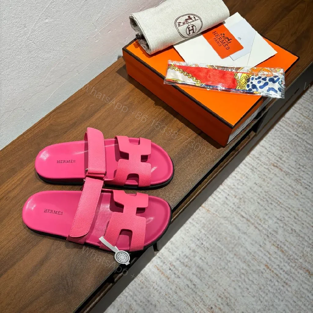 View 8 of Vivid Pink Leather Sandals – Modern Strap Sandal with Contoured Footbed