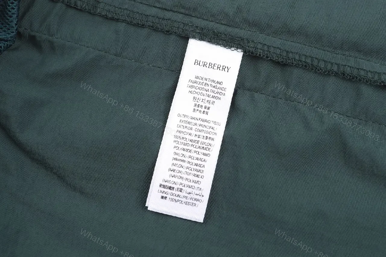 View 9 of Dark Green Shorts Burberry-style Plaid Panels Swimwear Drawstring Waist Men’s Shorts
