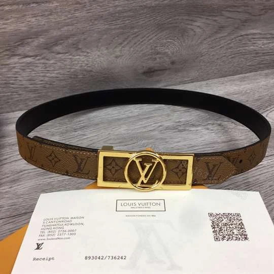 View 2 of LOUIS VUITTON MONOGRAM CEINTURE DAUPHINE TAN NOIR BELT – B151