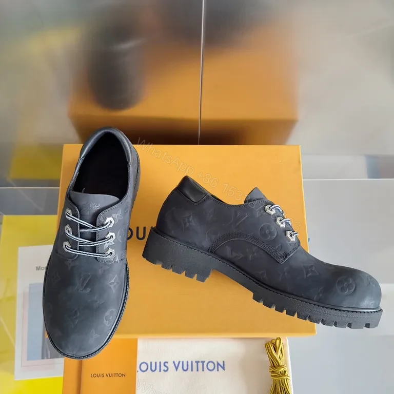 View 4 of Louis Vuitton-Inspired Monogram Leather High-Tops, Luxe Comfort Sneakers