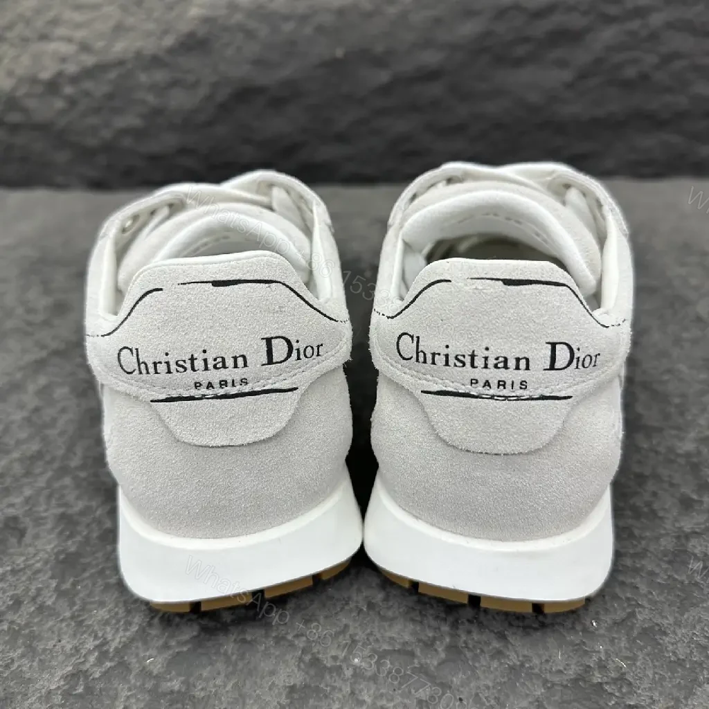 View 2 of Beige Suede Mesh Sneaker – Gum Sole, Dior-style Runner