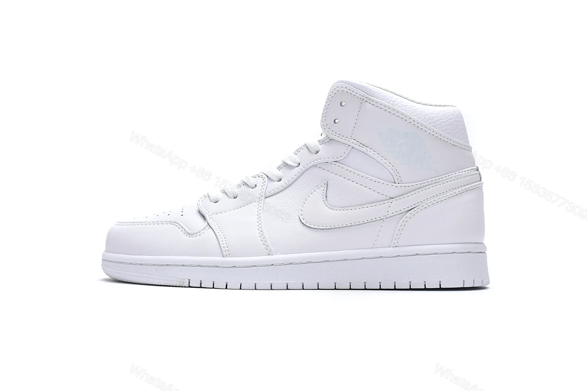 View 7 of Air Jordan 1 Mid Triple White 554724-129