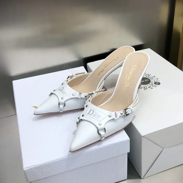 View 3 of Chic White Leather Mules â€” Strapped, Minimalist Elevation