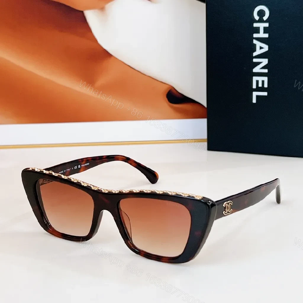 View 7 of Chanel-Inspired Diamond-Accent Cat-Eye Sunglasses, Navy Acetate, Luxury