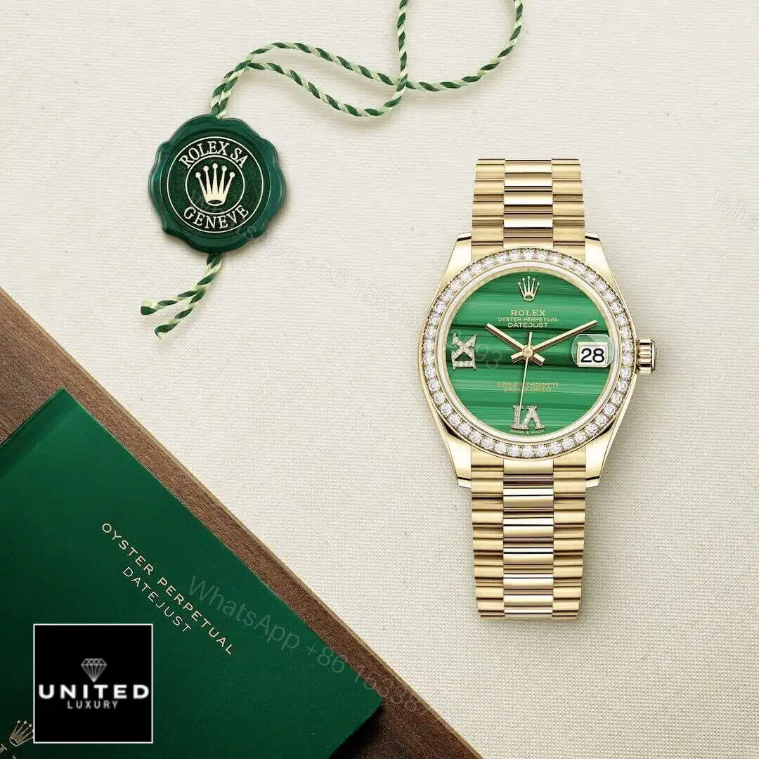 View 5 of Rolex Datejust Gold Green Dial Replica