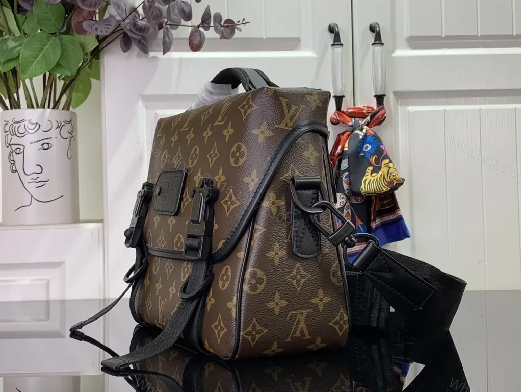 View 4 of Structured Monogram Luxe Messenger Bag â€” Modern, Durable, Signature