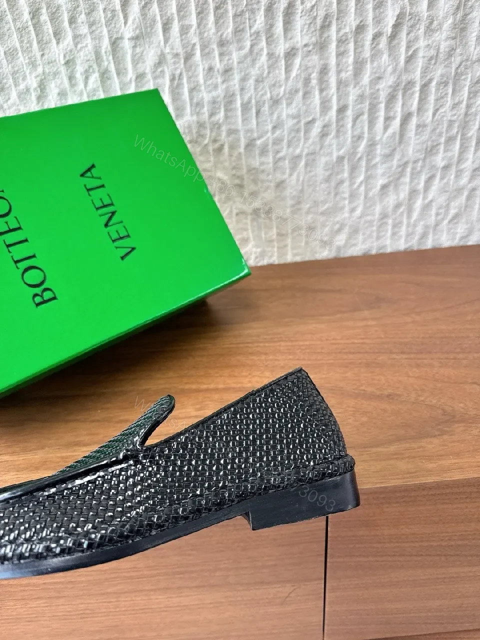 View 3 of Black Leather Textured Slip-On Loafers: Comfort, Shine, Tailored