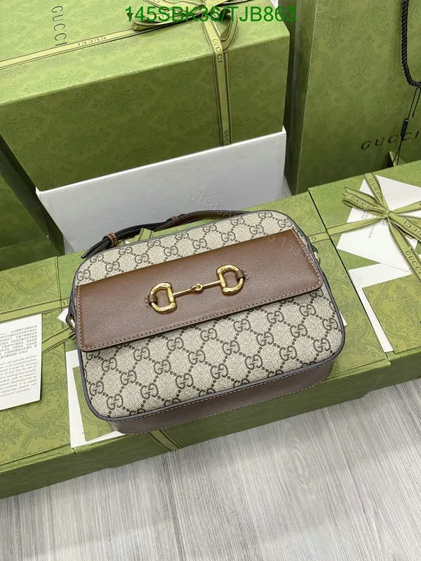 View 5 of Gucci Beige and Ebony Shoulder Bag featuring GG Supreme Canvas 645454