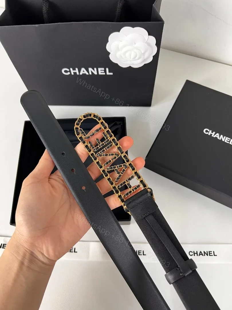 View 6 of Gold Chain Belt: Black Leather, Luxe Minimalist Style, Adjustable