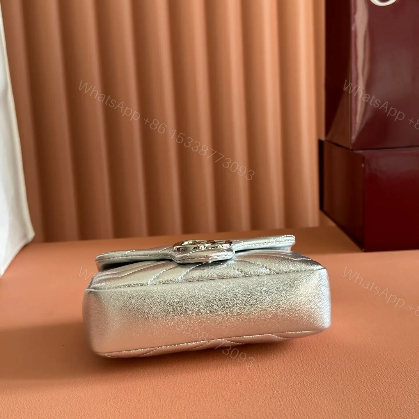 View 5 of GUCCI GG MARMONT BAG 16 IN SILVER LAMBSKIN