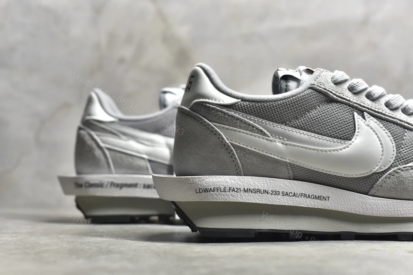 View 5 of Fragement × sacai × Nike LDWaffle “Light Smoke Grey” Reps