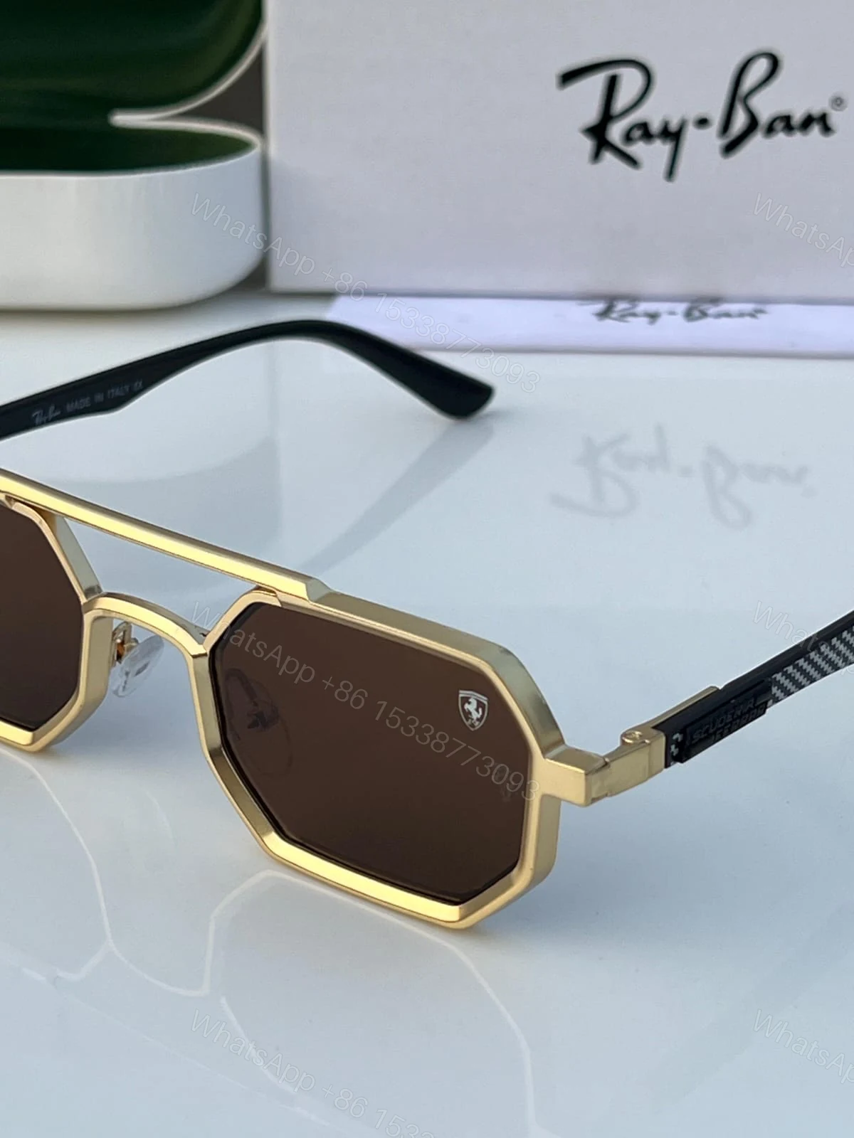 View 4 of Ray-Ban Octagon Sunglasses Gold-Black Brown