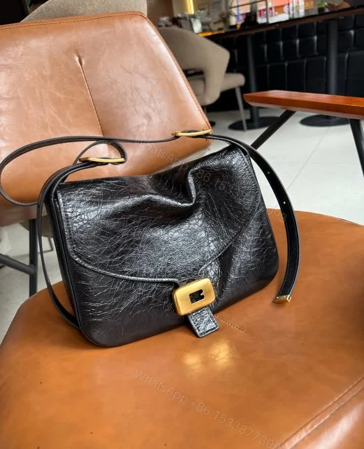 View 2 of Balenciaga Replica Clicca Medium Black Leather Shoulder Bag
