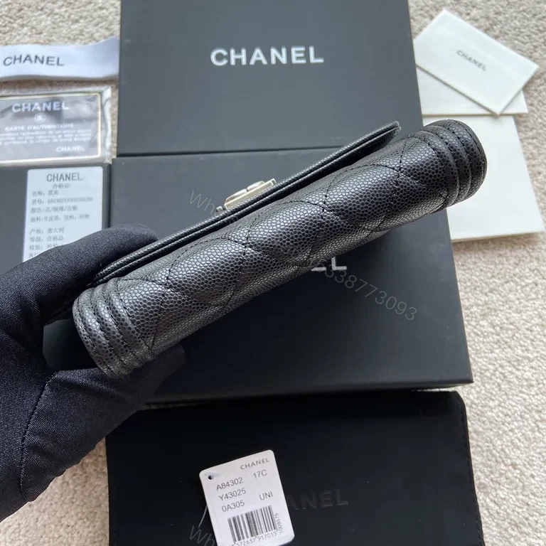 View 3 of Noir Quilted Leather Wallet on Chain: Chanel-Inspired Elegance