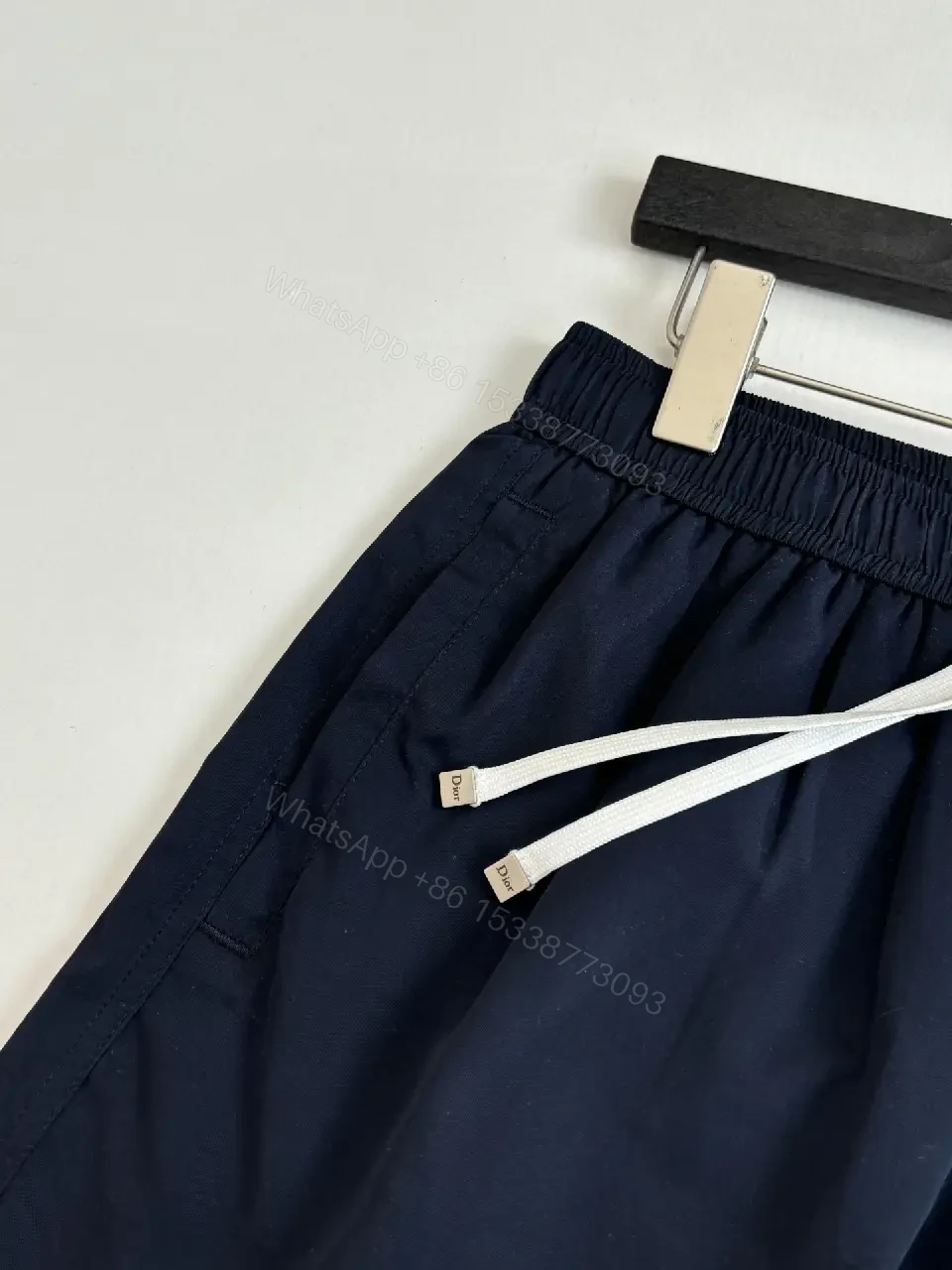 View 11 of Navy Nylon Drawstring Swim Shorts with Dior Logo