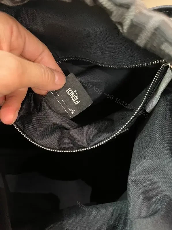 View 2 of Dark Gray & Black Monogram Backpack with Front Flap