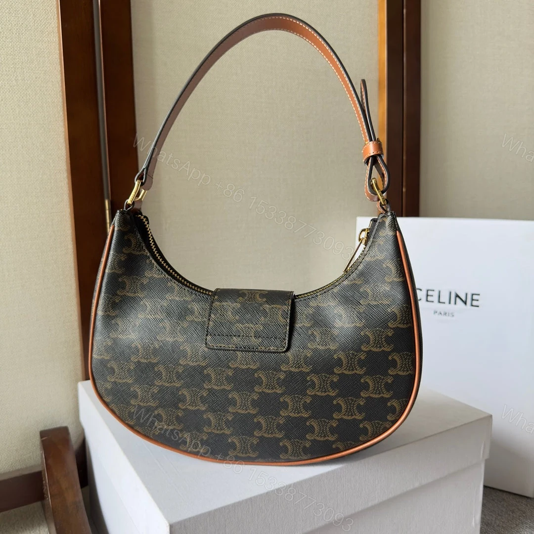 View 5 of CELINE AVA TRIOMPHE SOFT BAG IN CANVAS AND CALFSKIN TAN