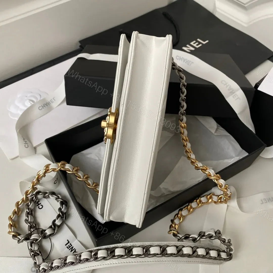 View 3 of CHANEL 19 WOC 19CM WHITE LAMBSKIN GOLD