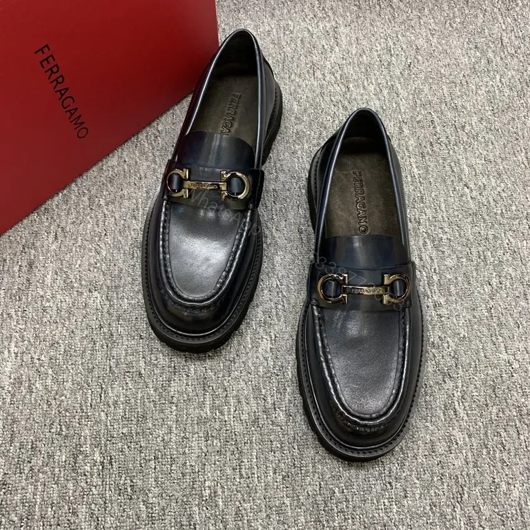 Polished Black Leather Loafers - Horsebit Luxury Footwear — view 1