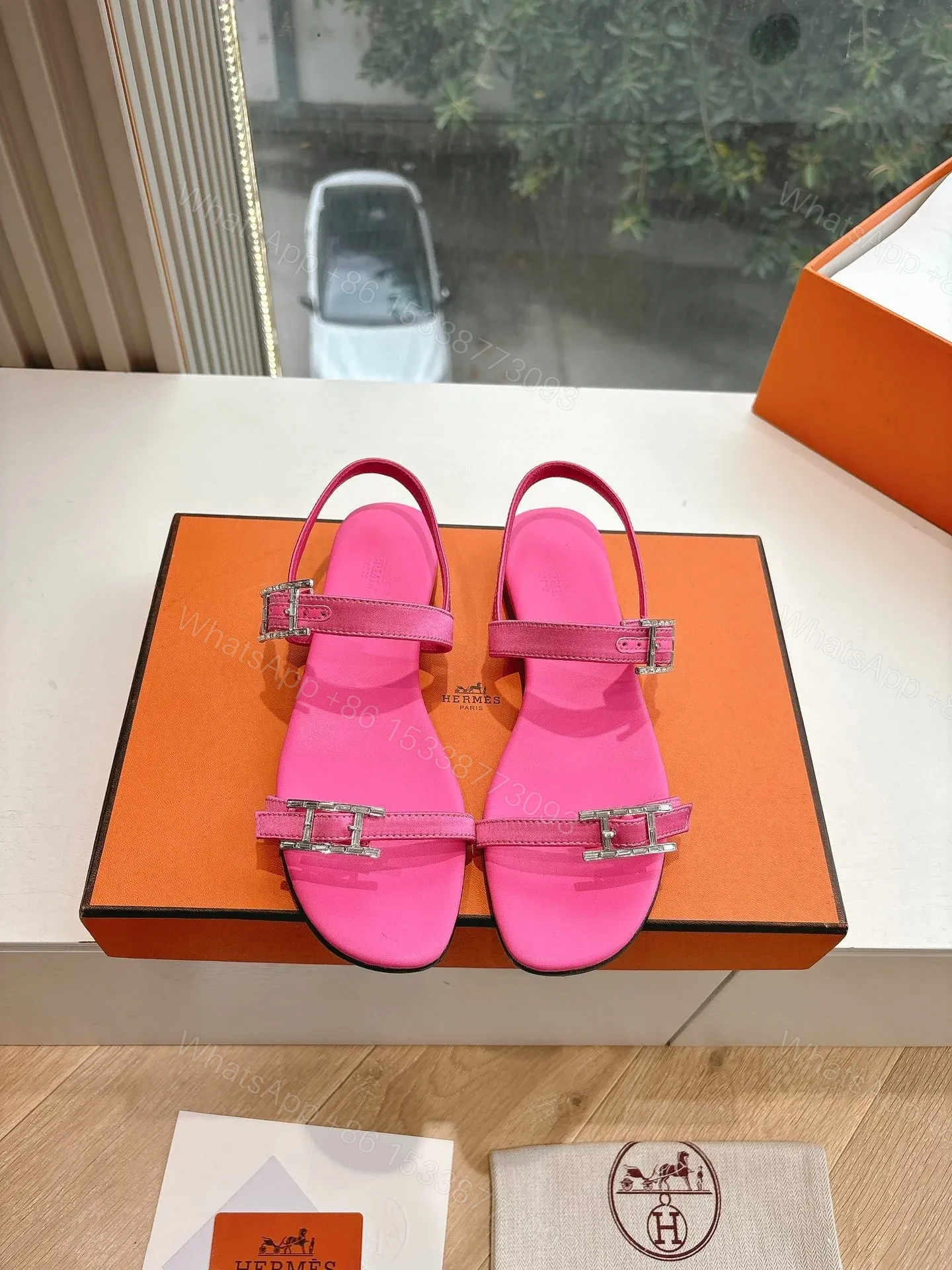 View 5 of Hermes Women Pink Leather Sandals