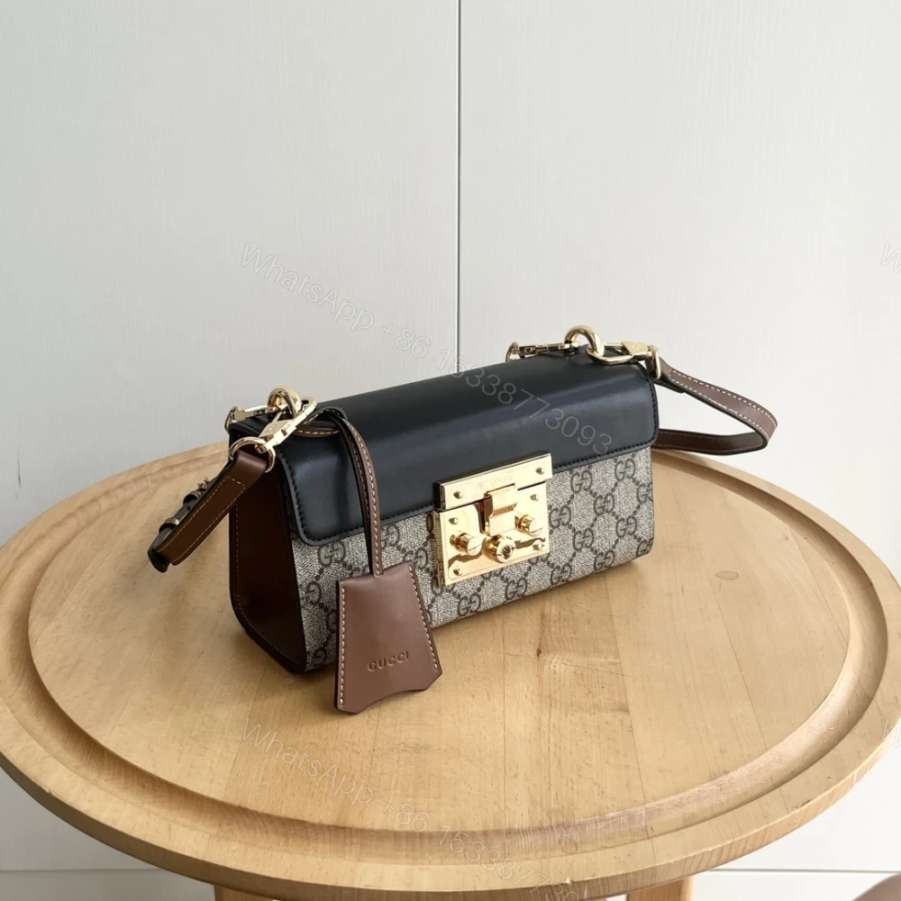 View 3 of Gucci Padlock Small Shoulder GG Supreme Canvas Black 22Cm ‎735103 KLQJG 9785