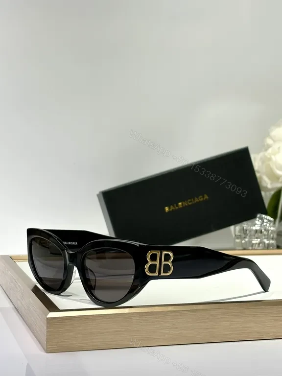 Bold Black Frames with Gold BB Emblem Sunglasses — view 1
