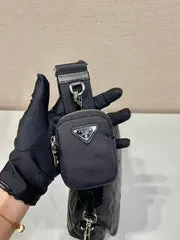 View 3 of MEDIUM FLAP BAG 24 IN BLACK TRIANGULAR QUILTED PATTERN RE-NYLON