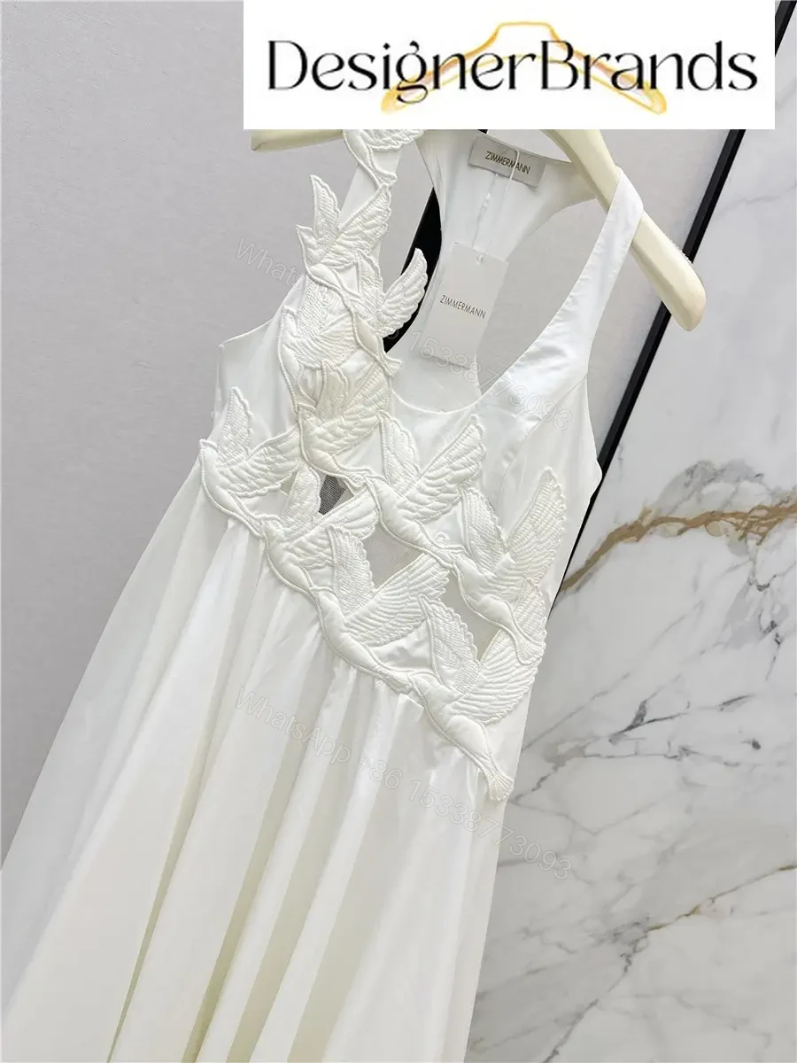 View 3 of Zimmermann White Luna Applique Cotton Midi Dress