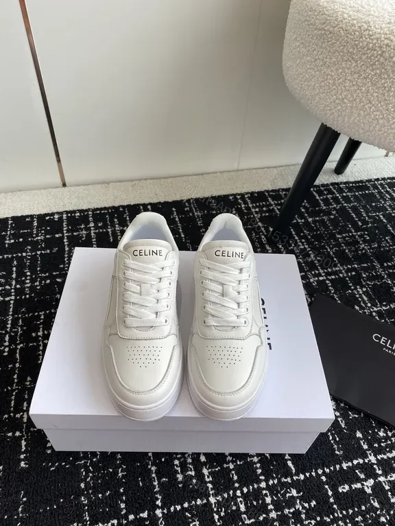 View 3 of Minimalist Luxury White Leather Sneakers - CELINE-Inspired, Comfortable, Timeless