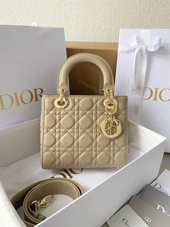 Structured Quilted Mini Bag - Leather, Dior-Inspired, Crossbody Style with Gold Hardware — view 1