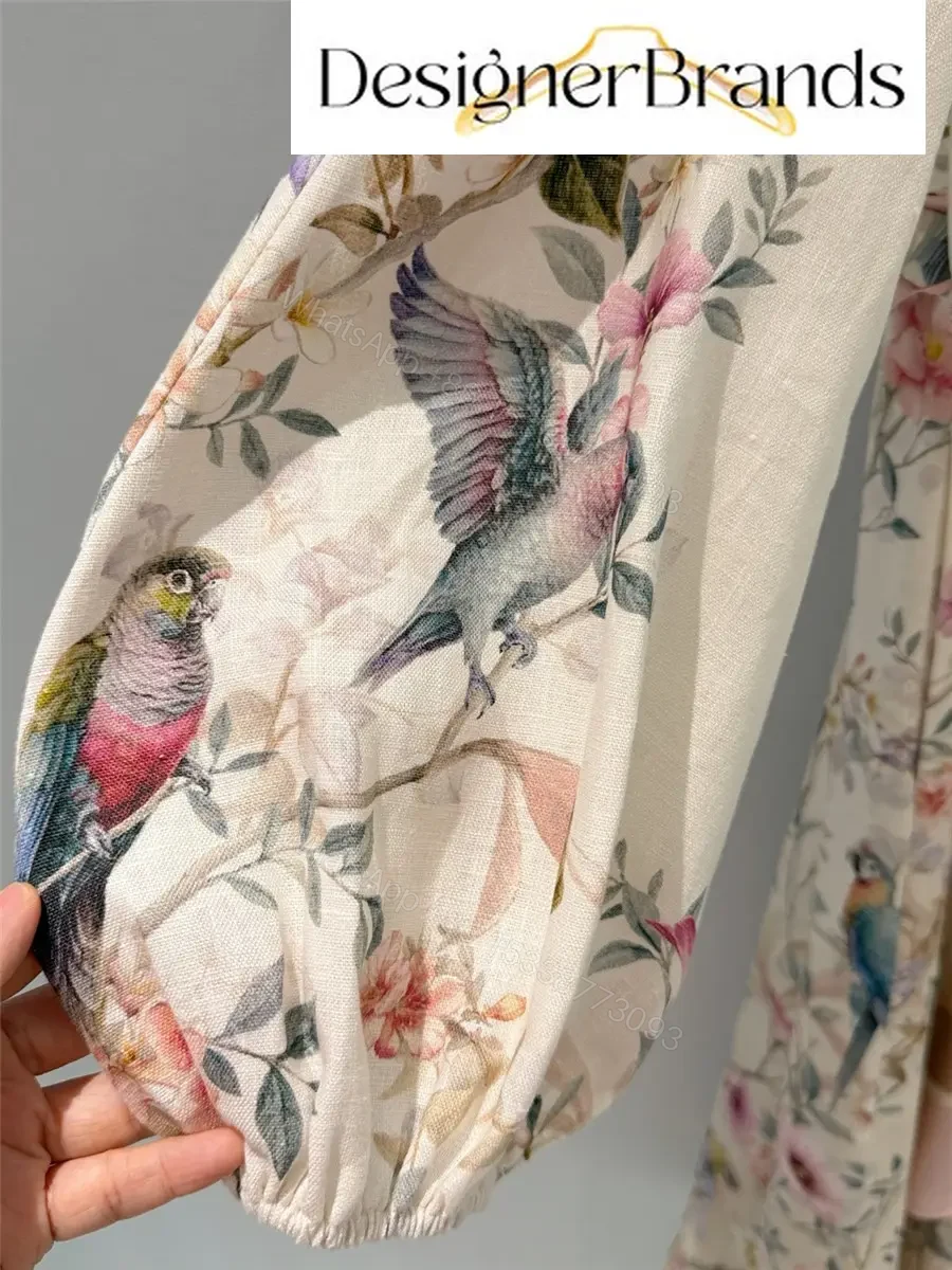 View 4 of Zimmermann Rebellion Button-Front Floral-Print Linen Midi Dress