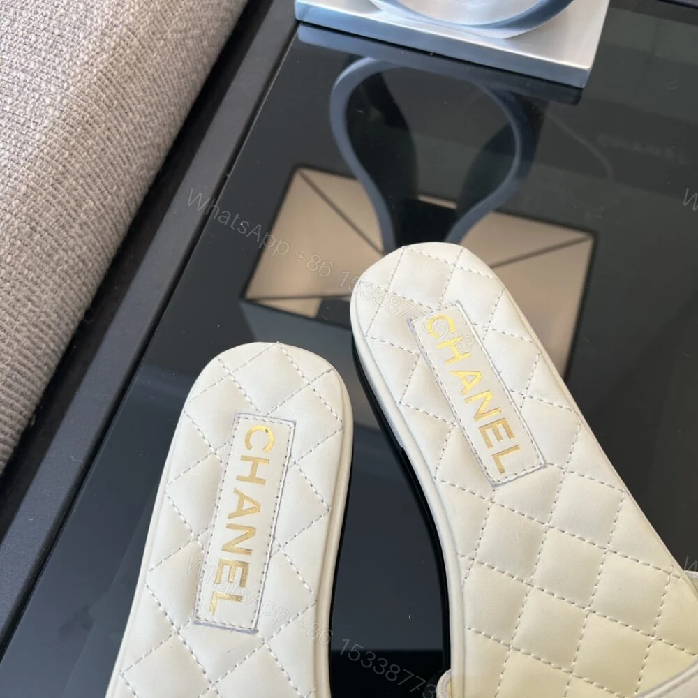 View 6 of Chanel 23P Quilted CC Chain Mule Sandal White