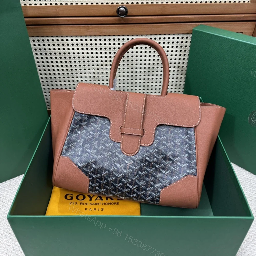 高仿Goyard*SAIGOC1手提托特包雙拼棕色大號免檢版 — view 1