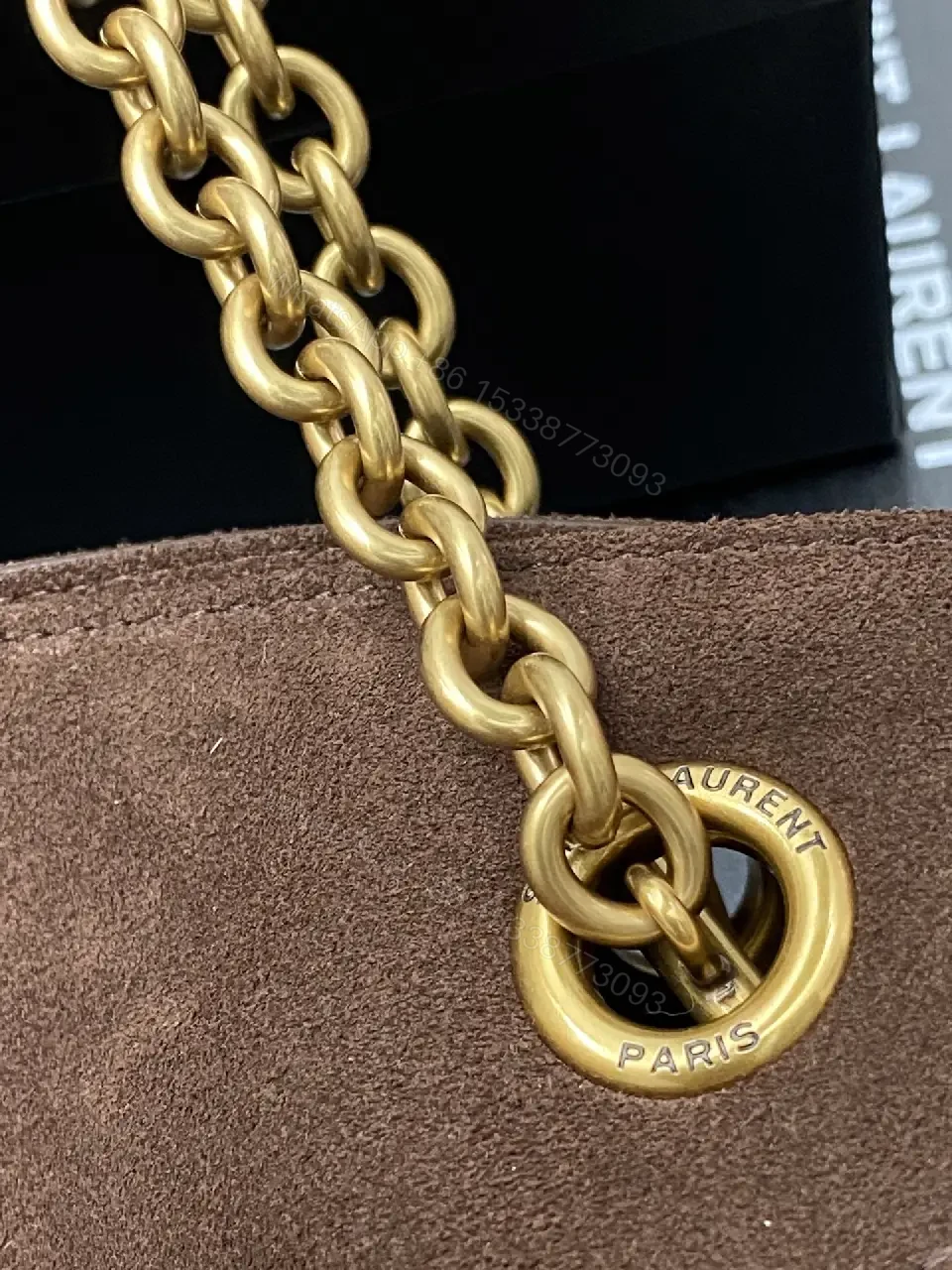 View 7 of Brown Suede Gold Chain Shoulder Bag – Premium Everyday Carry