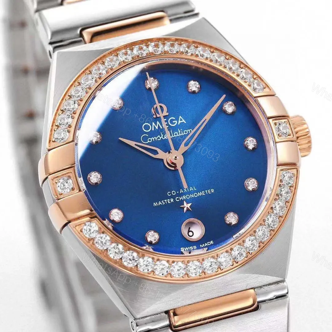 View 4 of Omega Constellation 29MM Women’s Watch V6 Version Blue Dial with Diamond Bezel Two-Tone Stainless Steel and Rose Gold Bracelet
