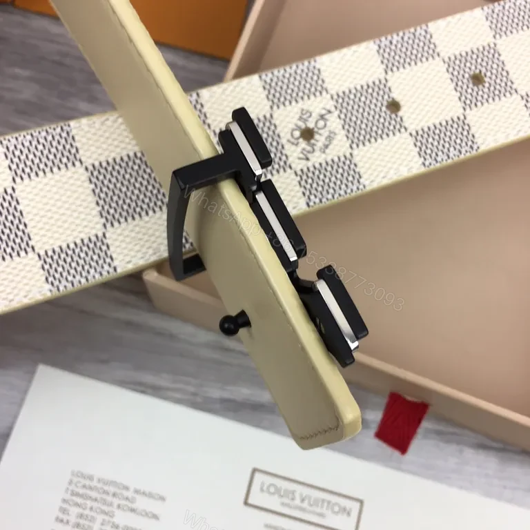 View 9 of Damier Signature Belt: LV-Inspired Bold Buckle Accessory