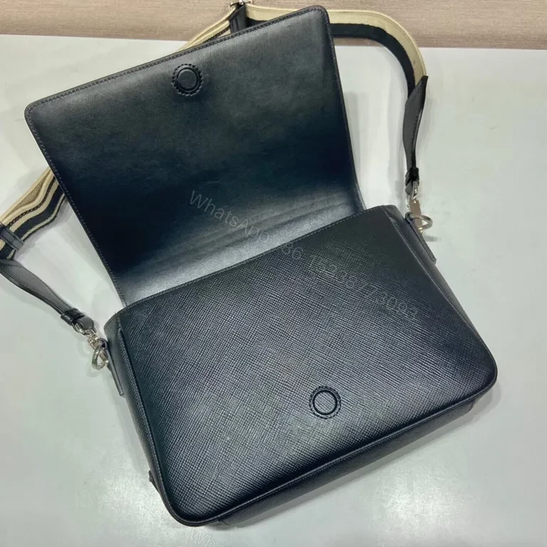 View 8 of Structured Black Saffiano Prada Crossbody Bag - Ultra-Organized Luxury