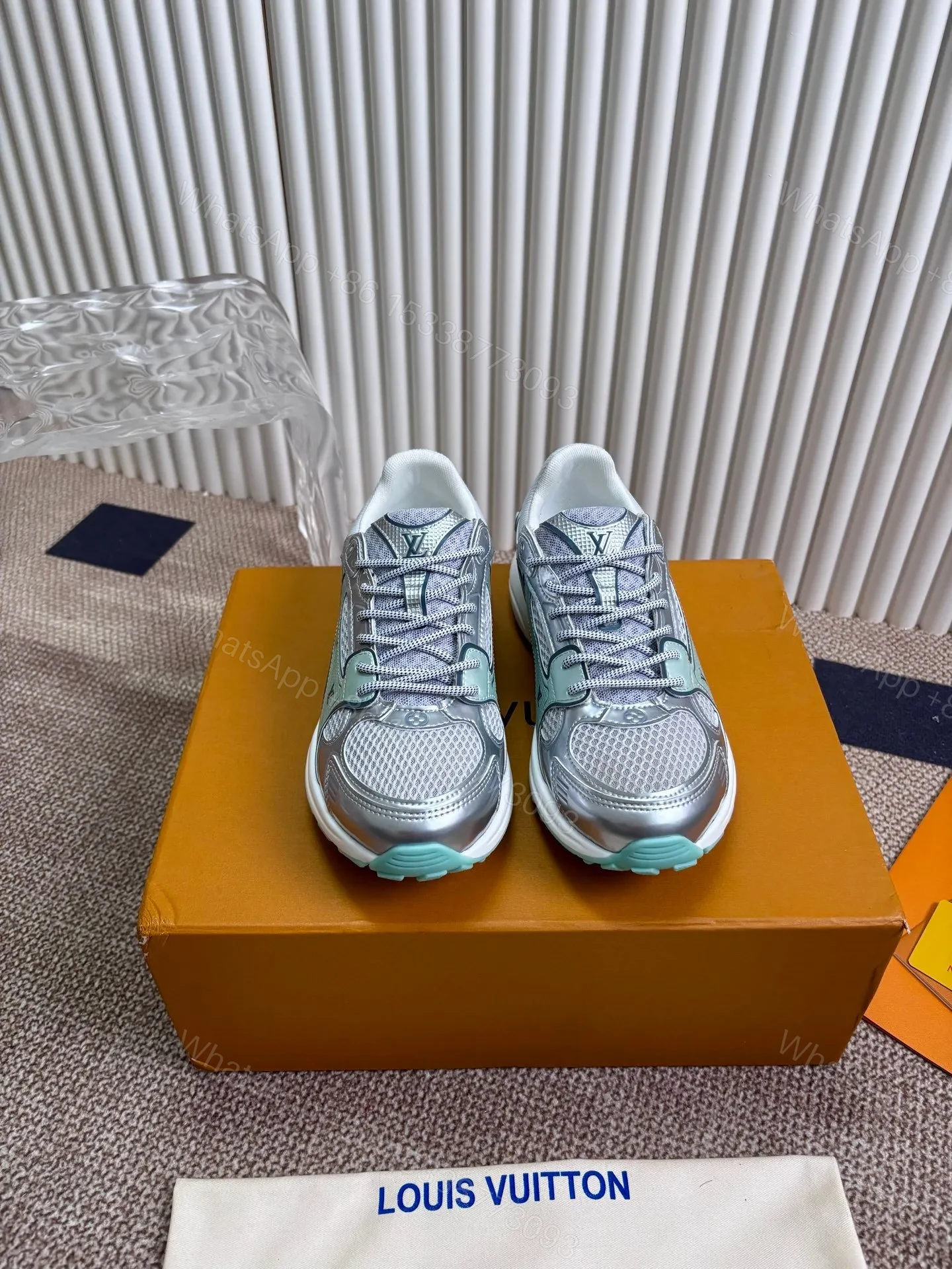 View 3 of LV Women Silver Mesh Metallic Sneakers