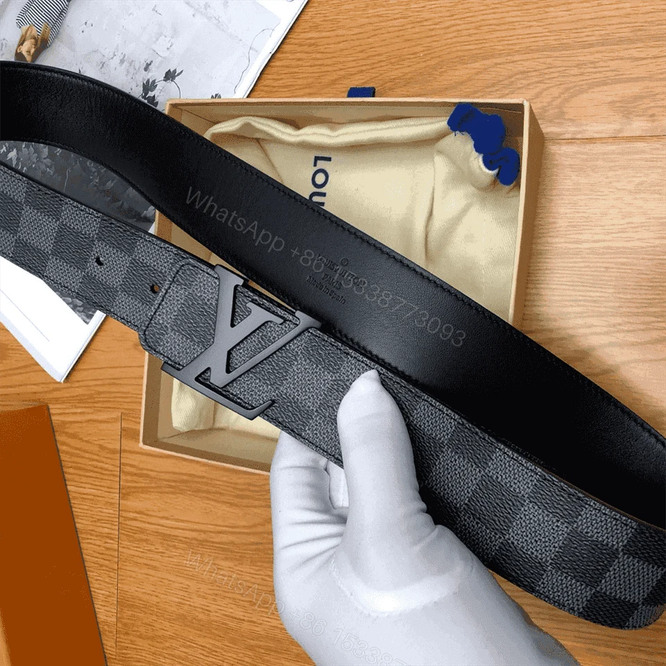 View 3 of LOUIS VUITTON BELT INITIALES DAMIER GRAPHITE BLACK GREY – B30