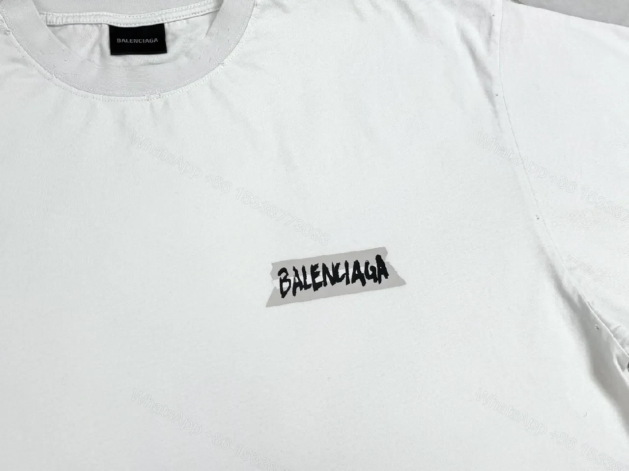 View 7 of White Cotton Tee with Minimalist Luxury Patch
