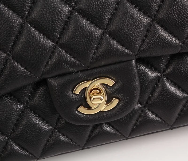 View 5 of Chanel Classic Flap Black Gold Hardware 25Cm