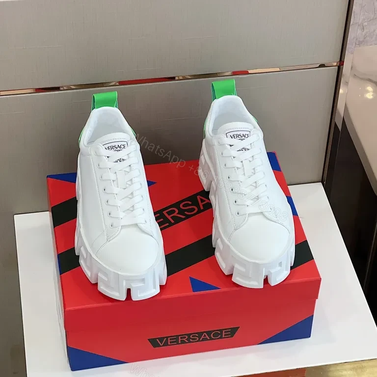 View 4 of White Platform Sneakers: Versace Geometry, Luxury Comfort